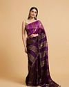 Royal Purple Buta & Striped Patterned Saree with Gota Patti Work